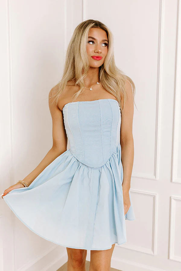Whimsical Moment Corset Mini Dress in Sky Blue - Image 3
