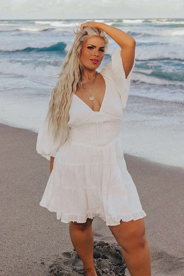 Whispering Muse Smocked Mini Dress In White Curves - Image 5