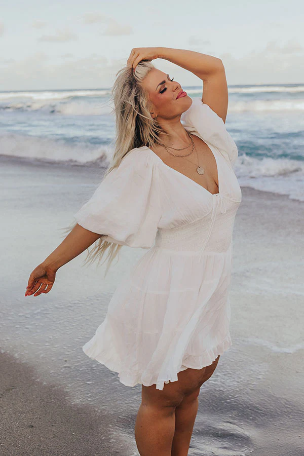 Whispering Muse Smocked Mini Dress In White Curves - Image 6