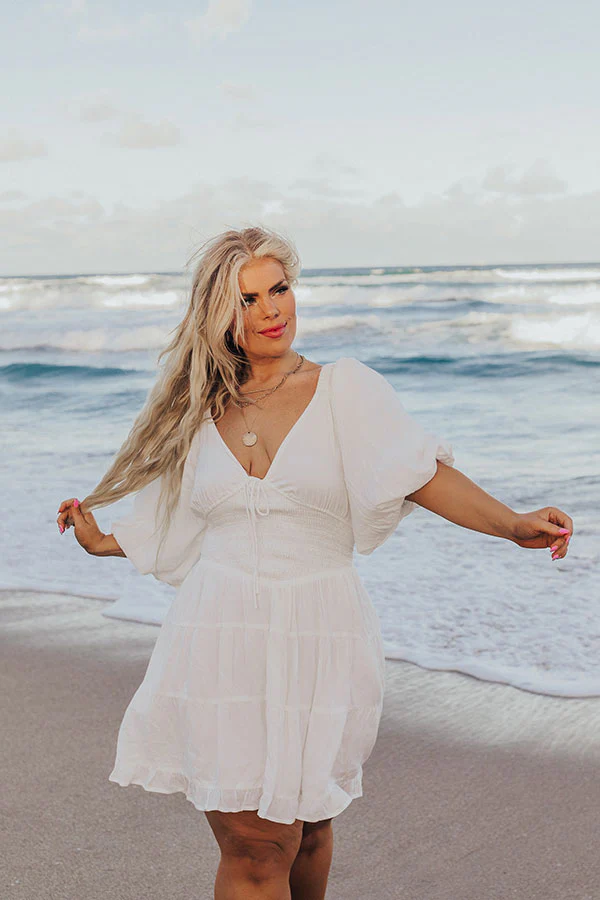 Whispering Muse Smocked Mini Dress In White Curves - Image 8