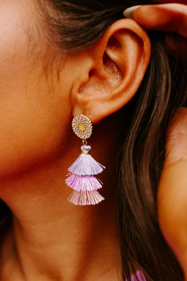 Wildest Imagination Tassel Earrings In Lavender - Image 2