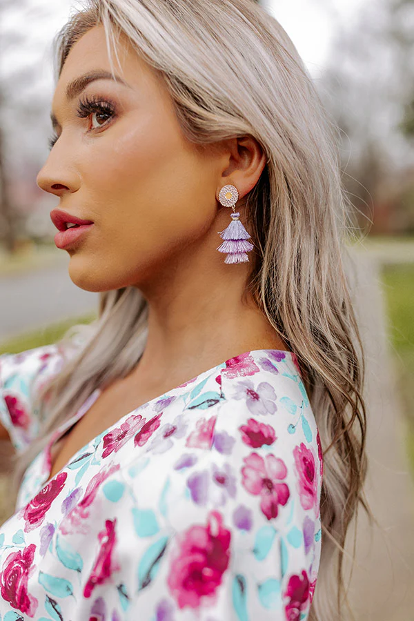 Wildest Imagination Tassel Earrings In Lavender - Image 3