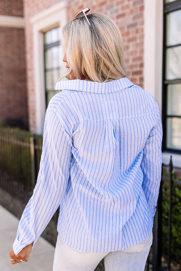 Wind In My Sails Stripe Button Up In Sky Blue - Image 6