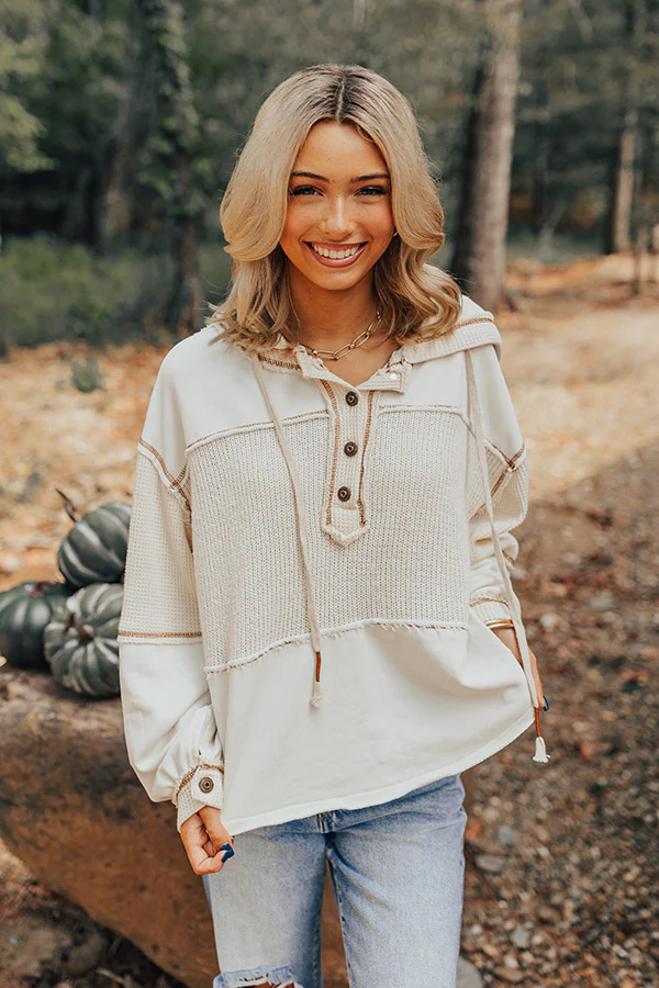 Winding Roads Knit Hoodie In Ivory - Image 2