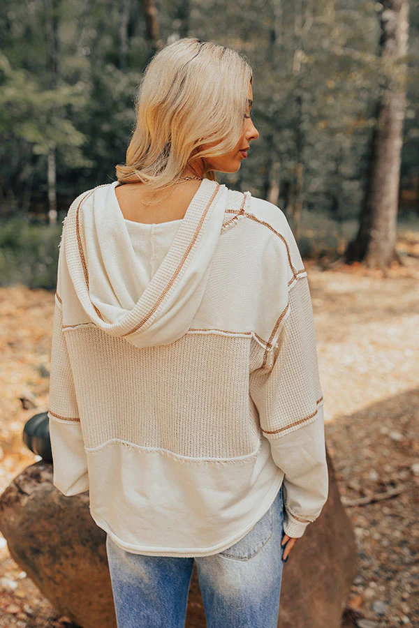 Winding Roads Knit Hoodie In Ivory - Image 6