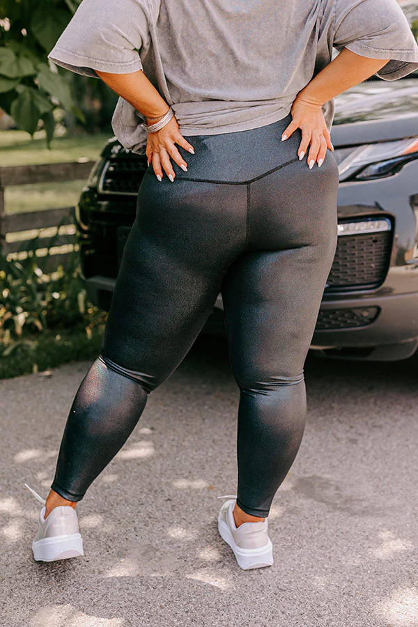 Wine And Weights High Waist Metallic Legging In Black Curves - Image 5
