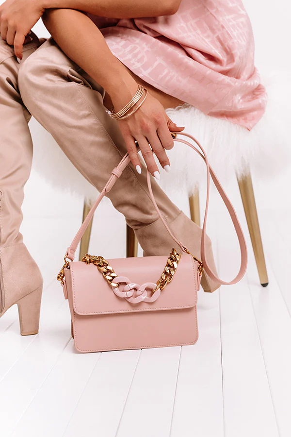 Wine Date Faux Leather Crossbody In Pink - Image 4