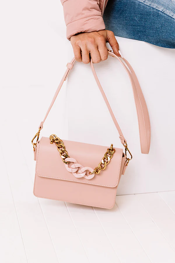 Wine Date Faux Leather Crossbody In Pink - Image 5