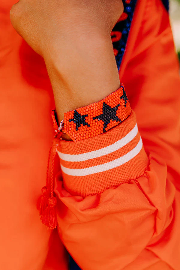 Winners Only Beaded Bracelet In Orange/Navy - Image 3