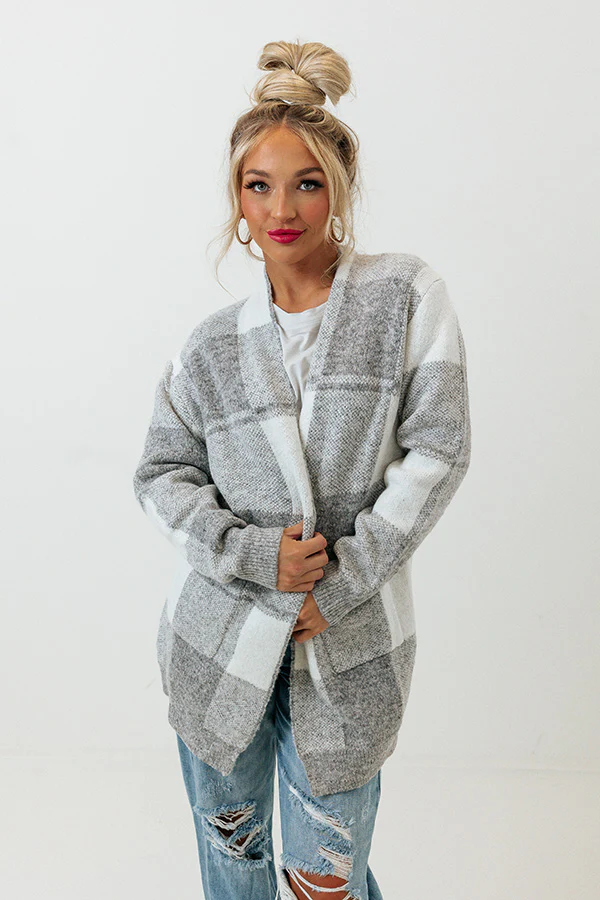 Wrapped In Cozy Buffalo Check Cardigan - Image 3