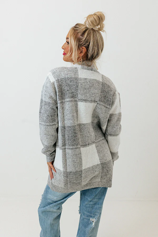 Wrapped In Cozy Buffalo Check Cardigan - Image 5