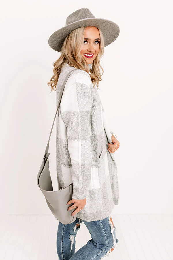 Wrapped In Cozy Buffalo Check Cardigan - Image 9