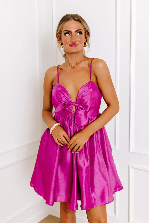 Wrapped Up In Love Babydoll Dress In Fuchsia - Image 2