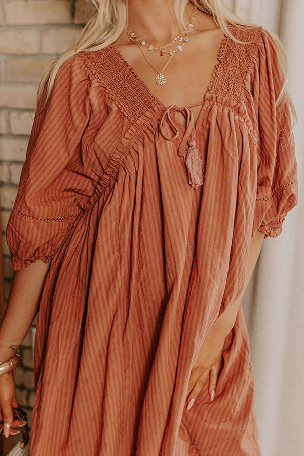 Writers Retreat Babydoll Dress In Rust - Image 2