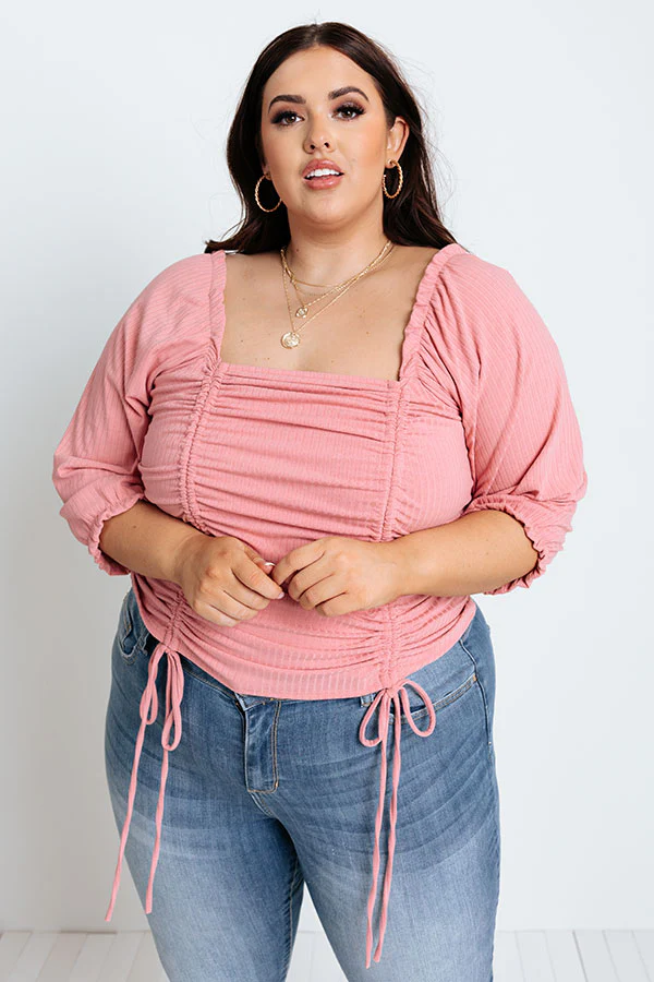 Writing Lyrics Ruched Top in Blush Curves - Image 2