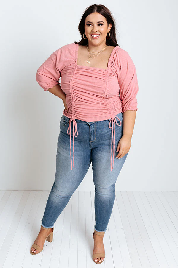 Writing Lyrics Ruched Top in Blush Curves - Image 4