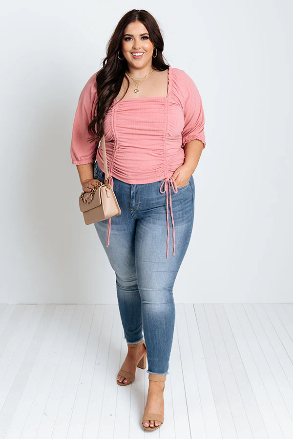 Writing Lyrics Ruched Top in Blush Curves - Image 6