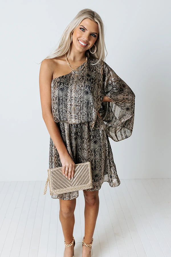 You Had Me At Cocktails Snake Print Dress - Image 4