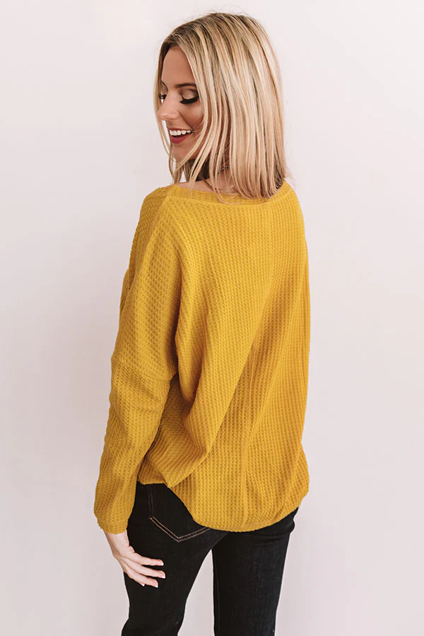 Your Dream Girl Waffle Knit Shift Top in Mustard - Image 5